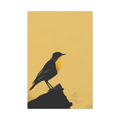 Bird Sitting on a Rock Digital Illustration Canvas Gallery Wraps