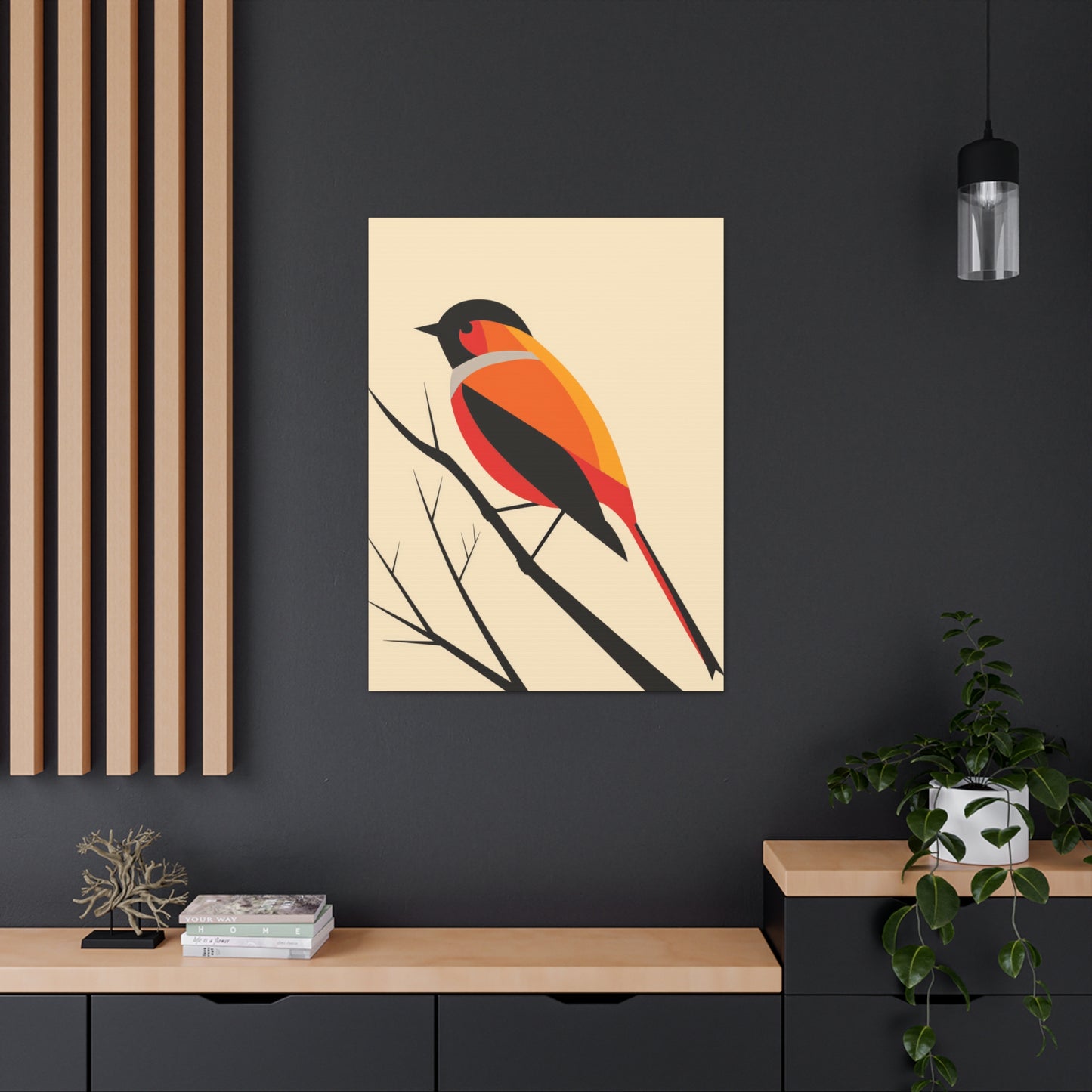 Bird siting on a tree branch Digital Illustration Canvas Gallery Wraps