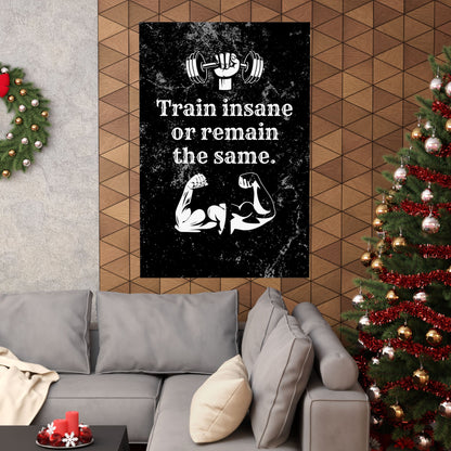 Train Insane or Remain the Same: Motivational Gym Poster - Digital Illustration Matte Vertical Poster