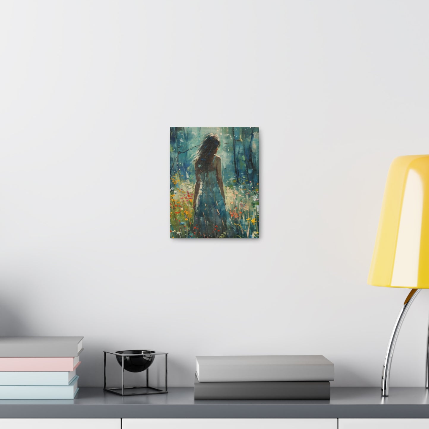 a girl looking into a forest Digital Oil Painting Print Canvas Gallery Wraps