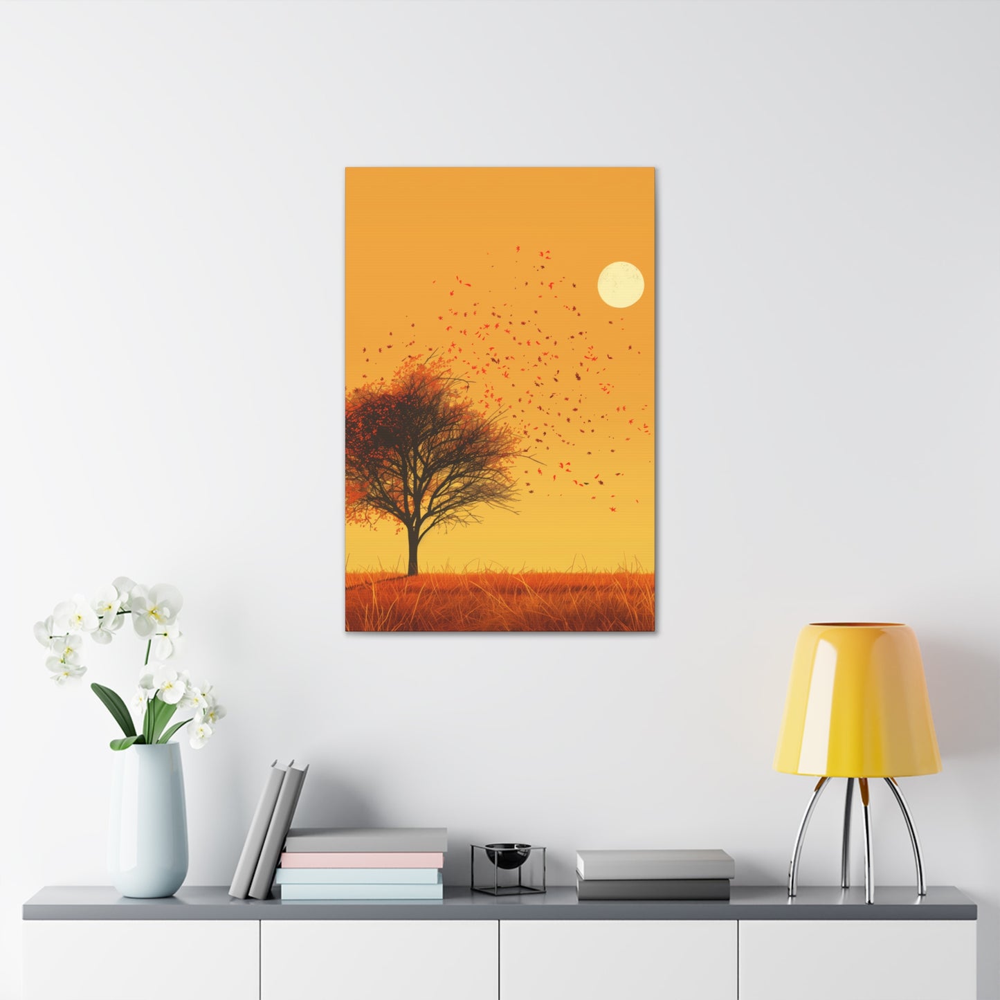 Tree in a Golden Sunset Digital Illustration Canvas Gallery Wraps