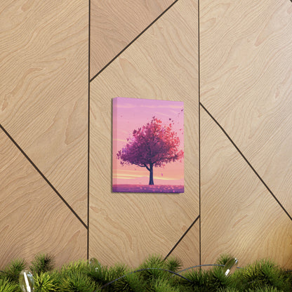 Tree in a Purple Sunset Digital Illustration Canvas Gallery Wraps