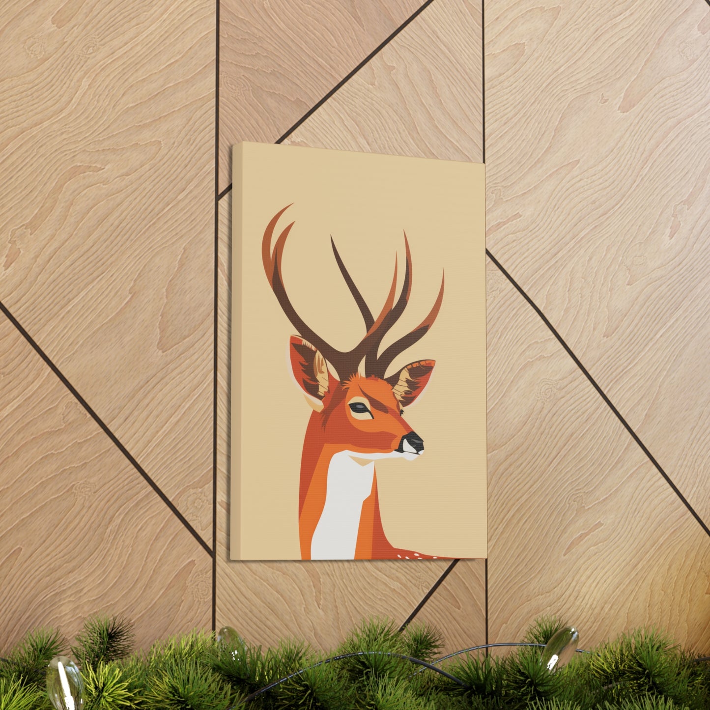 Deer with Antlers Digital Illustration Canvas Gallery Wraps