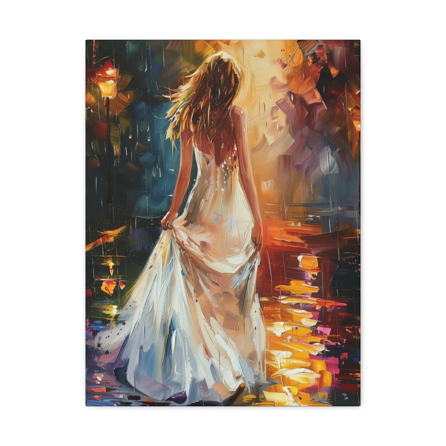 Beautiful Bride in Street - Leonid Afremov Style Digital Print Canvas Gallery Wraps