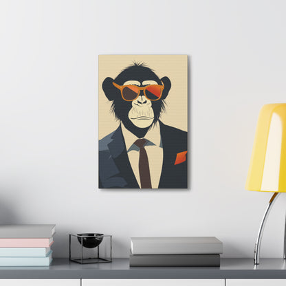 Ape Wearing Suite and Sunglasses Digital Illustration Canvas Gallery Wraps