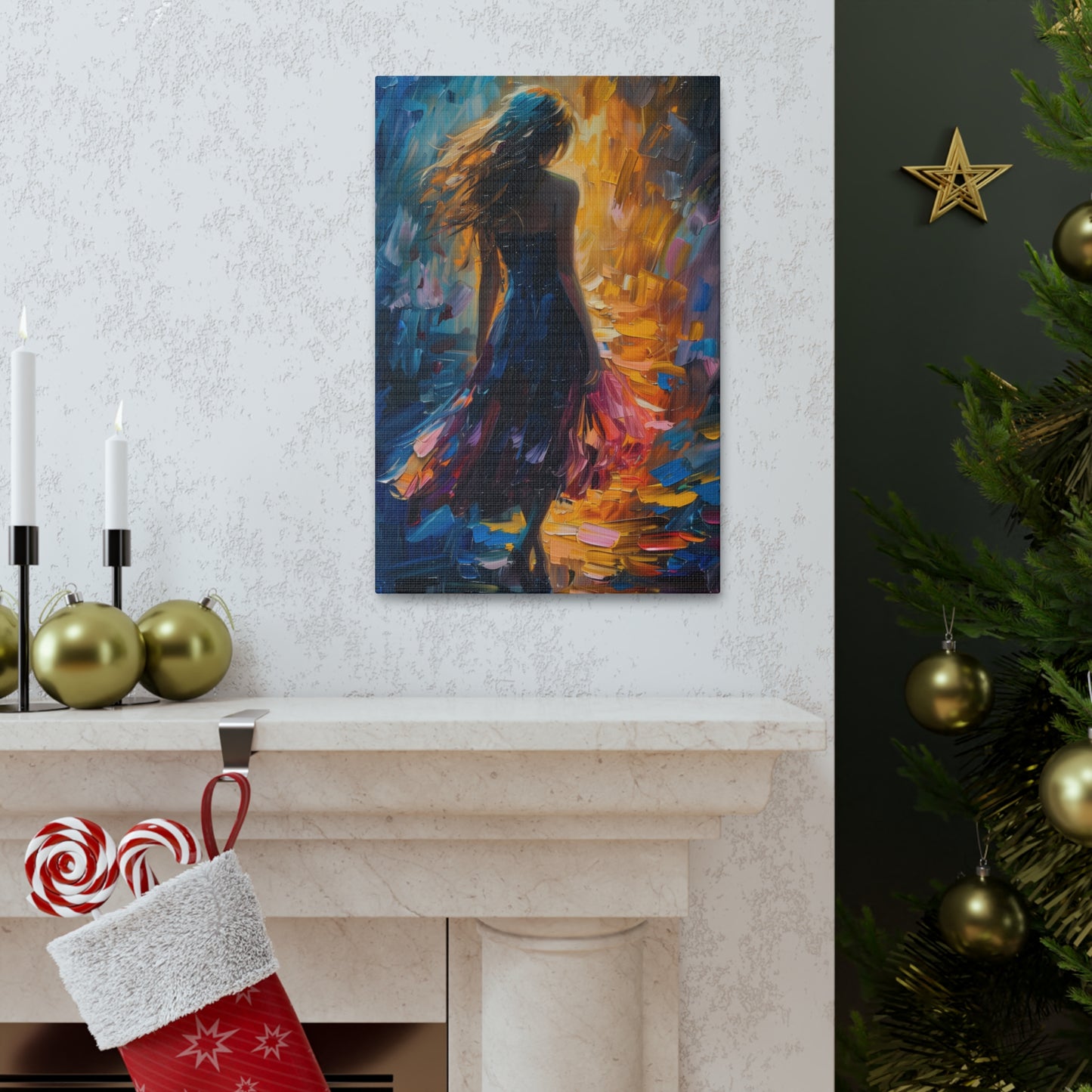 girl - Leonid Afremov Style Digital Print Canvas Gallery Wraps