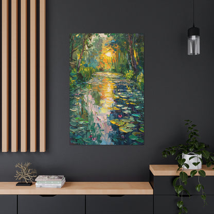 Pond in a Forest - Claude Monet Style Digital Print Canvas Gallery Wraps