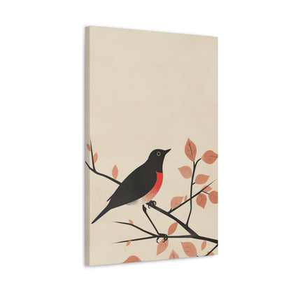 Bird siting on a tree branch Digital Illustration Canvas Gallery Wraps