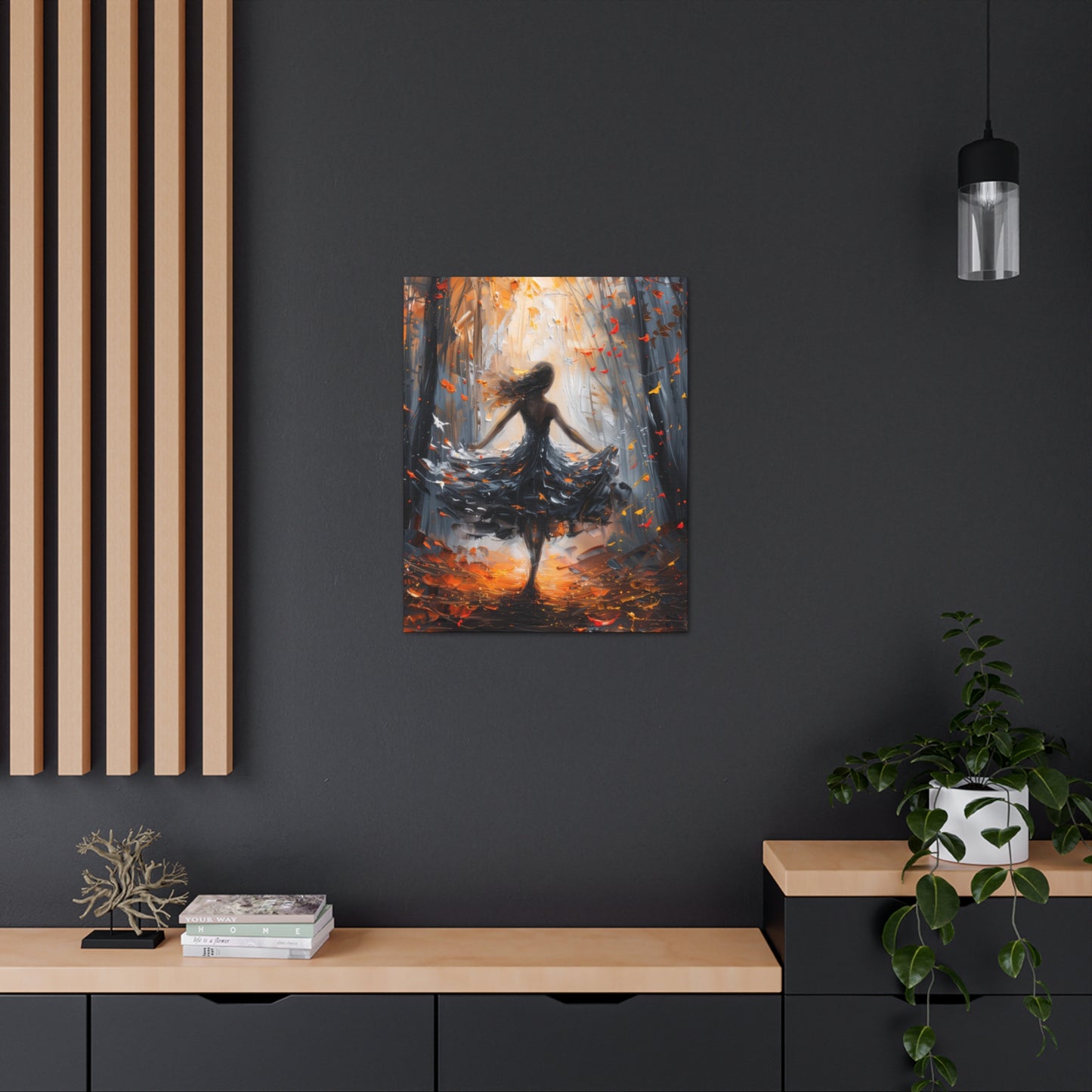 girl dancing in Autumn Forest Digital Oil Painting Print Canvas Gallery Wraps