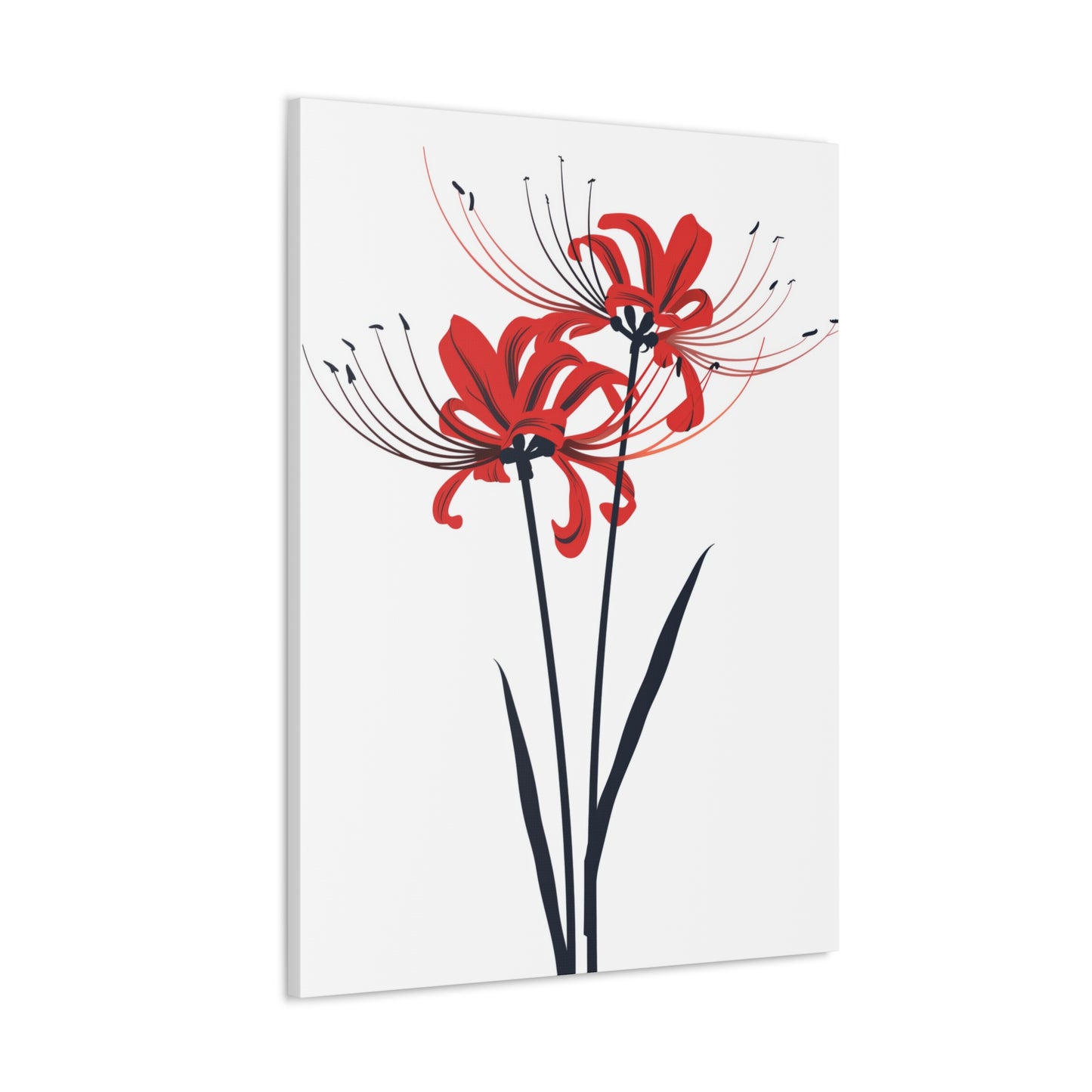 Red Spider Lily Flower Digital Illustration Canvas Gallery Wraps