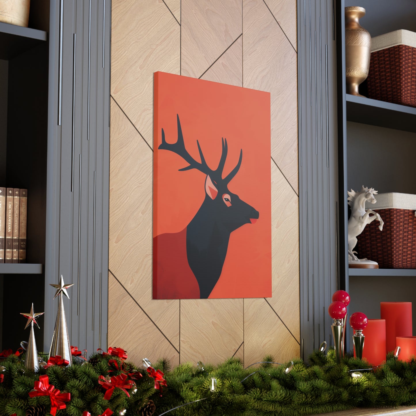 Reindeer with antlers Digital Illustration Canvas Gallery Wraps