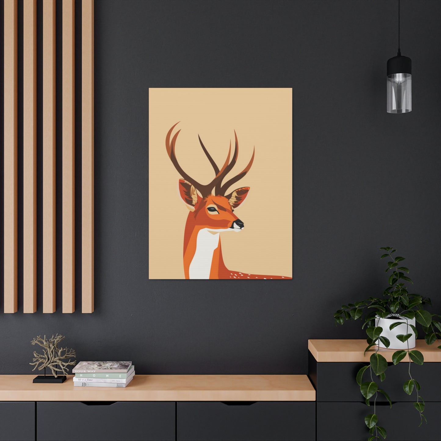 Deer with Antlers Digital Illustration Canvas Gallery Wraps