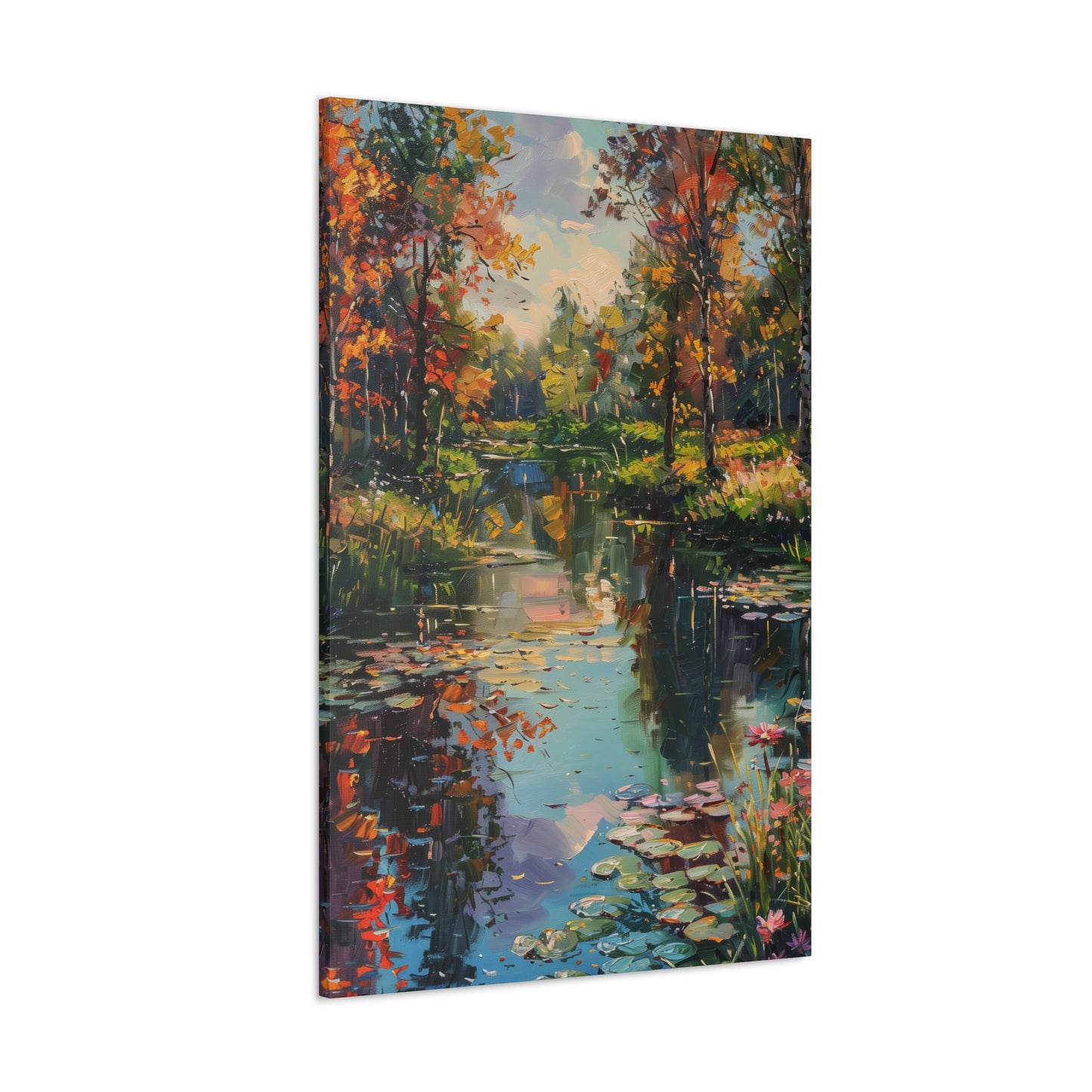 Lake in a Forest - Claude Monet Style Digital Print Canvas Gallery Wraps