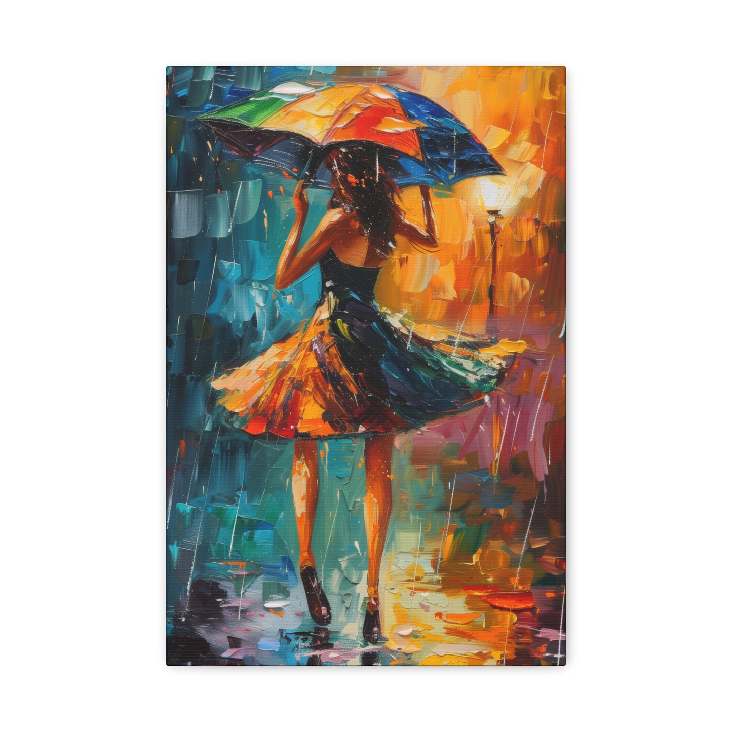 Walking in the Rain - Leonid Afremov Style Digital Print Canvas Gallery Wraps