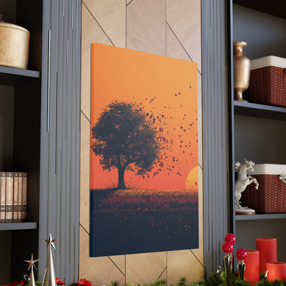 Tree in a Golden Sunset Digital Illustration Canvas Gallery Wraps