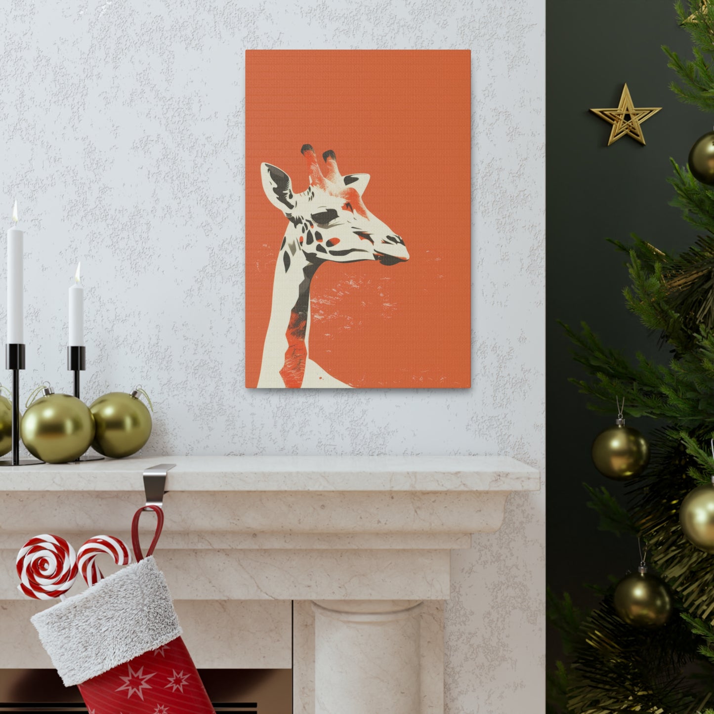 Giraffe Digital Illustration Canvas Gallery Wraps