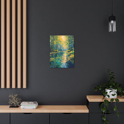 Lake in a Forest - Claude Monet Style Digital Print Canvas Gallery Wraps