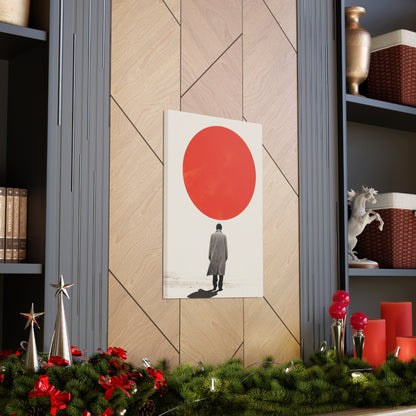 Man walking to red circle  - Takeshi Kitano Style Digital Illustration Canvas Gallery Wraps