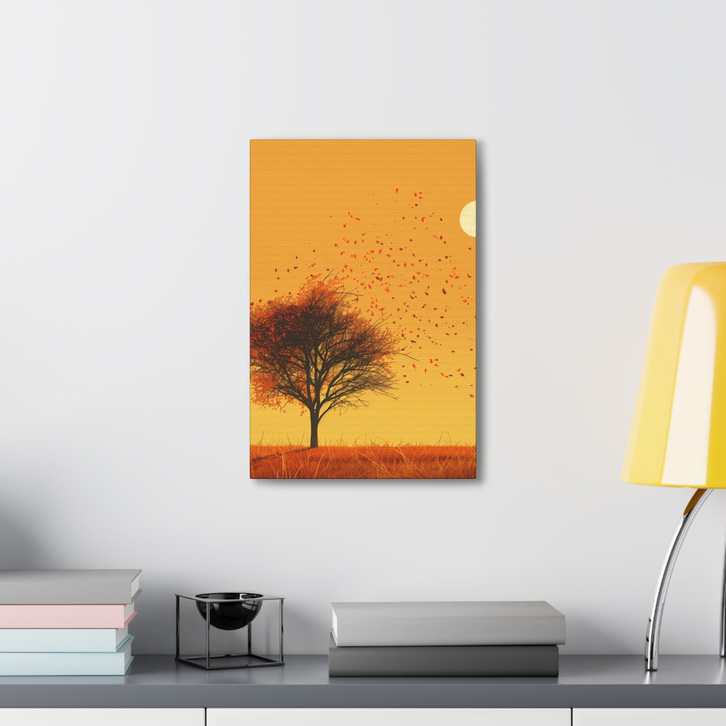 Tree in a Golden Sunset Digital Illustration Canvas Gallery Wraps