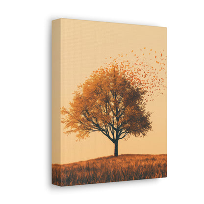 Tree in a Golden Sunset Digital Illustration Canvas Gallery Wraps