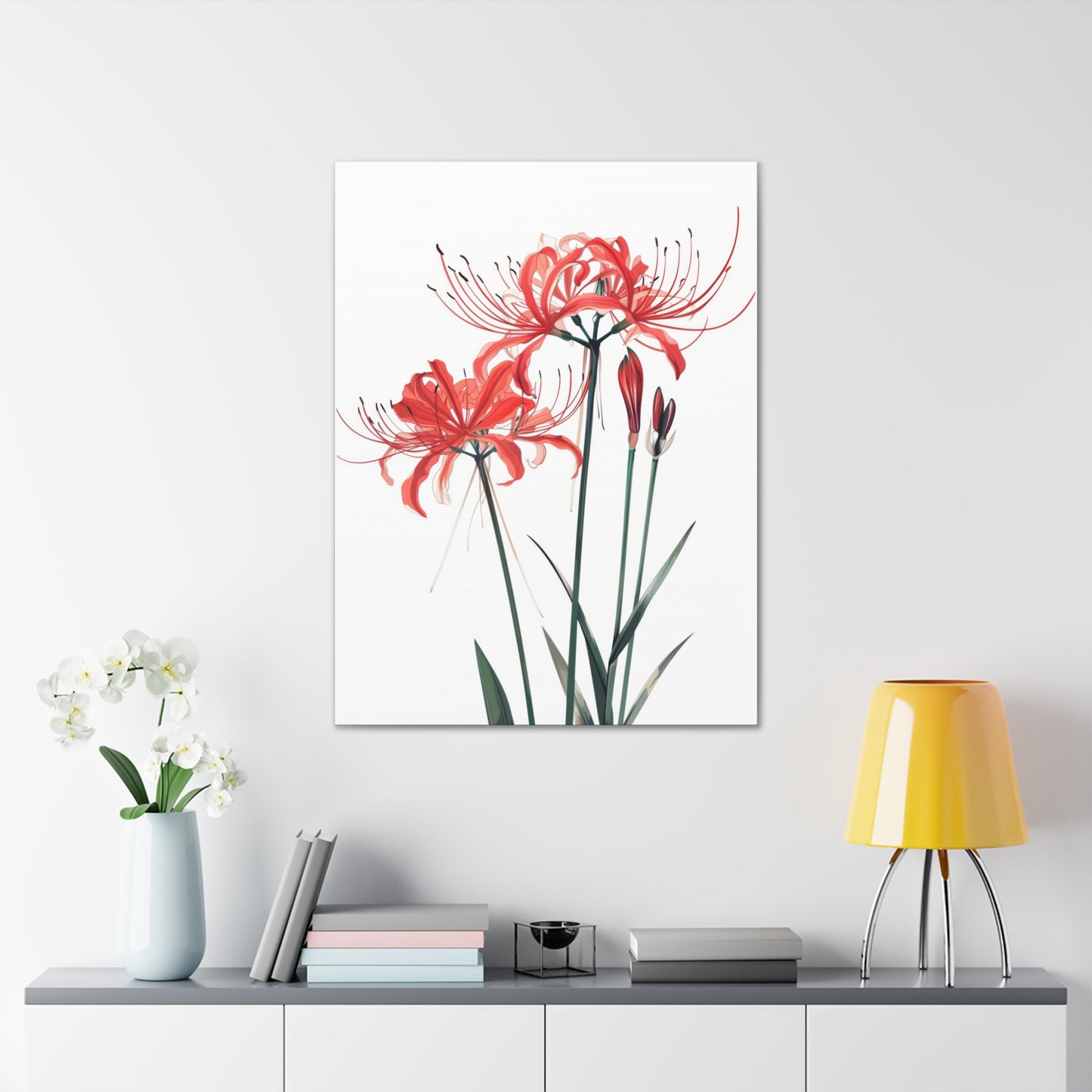 Red Spider Lily Flower Digital Illustration Canvas Gallery Wraps