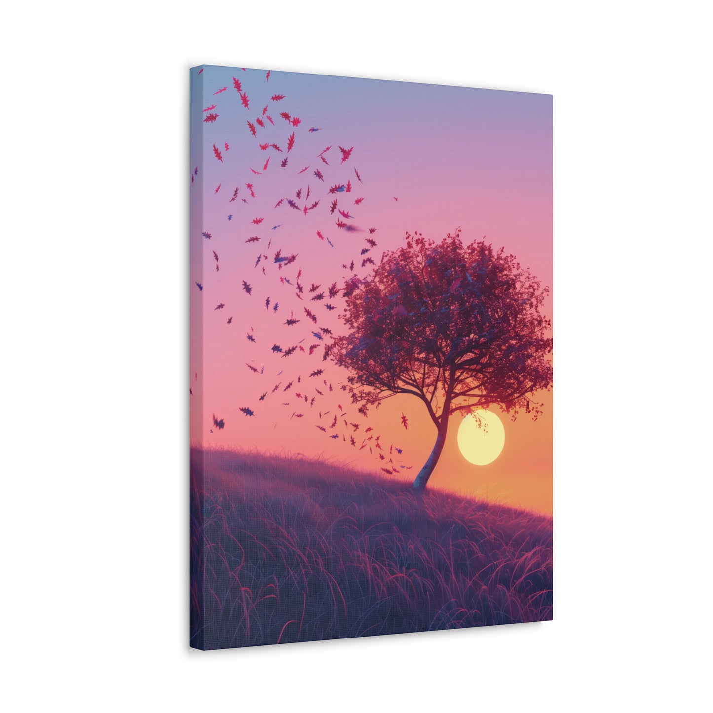 Leaves Carried by Wind from a Tree - Illustration Canvas Gallery Wraps