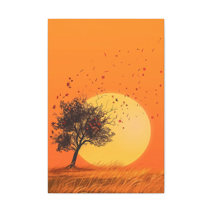 Tree in a Golden Sunset Digital Illustration Canvas Gallery Wraps