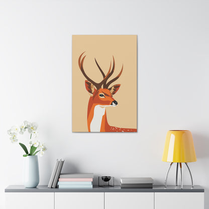 Deer with Antlers Digital Illustration Canvas Gallery Wraps