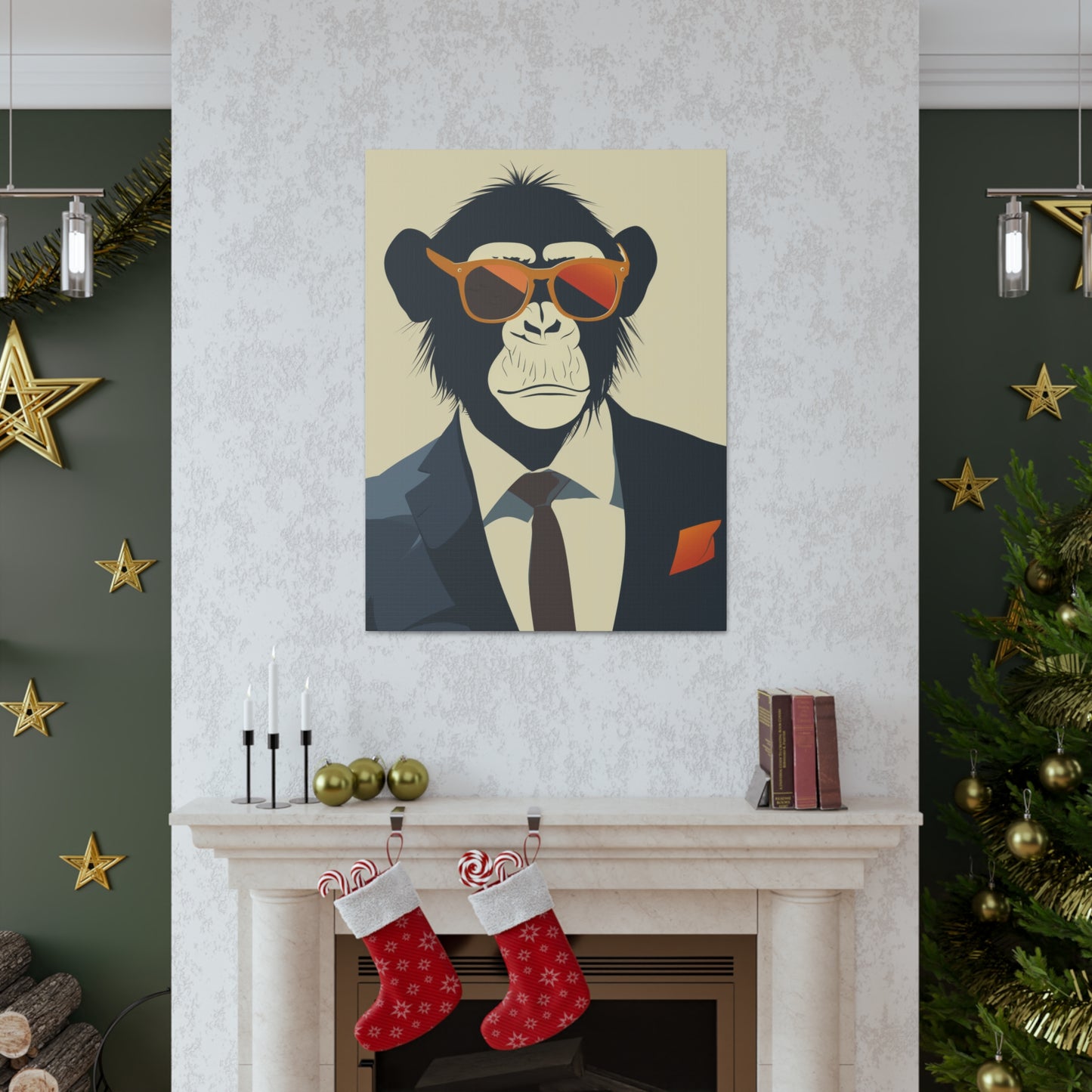 Ape Wearing Suite and Sunglasses Digital Illustration Canvas Gallery Wraps