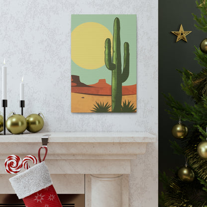 Saguaro Cactus in Desert - Illustration Canvas Gallery Wraps