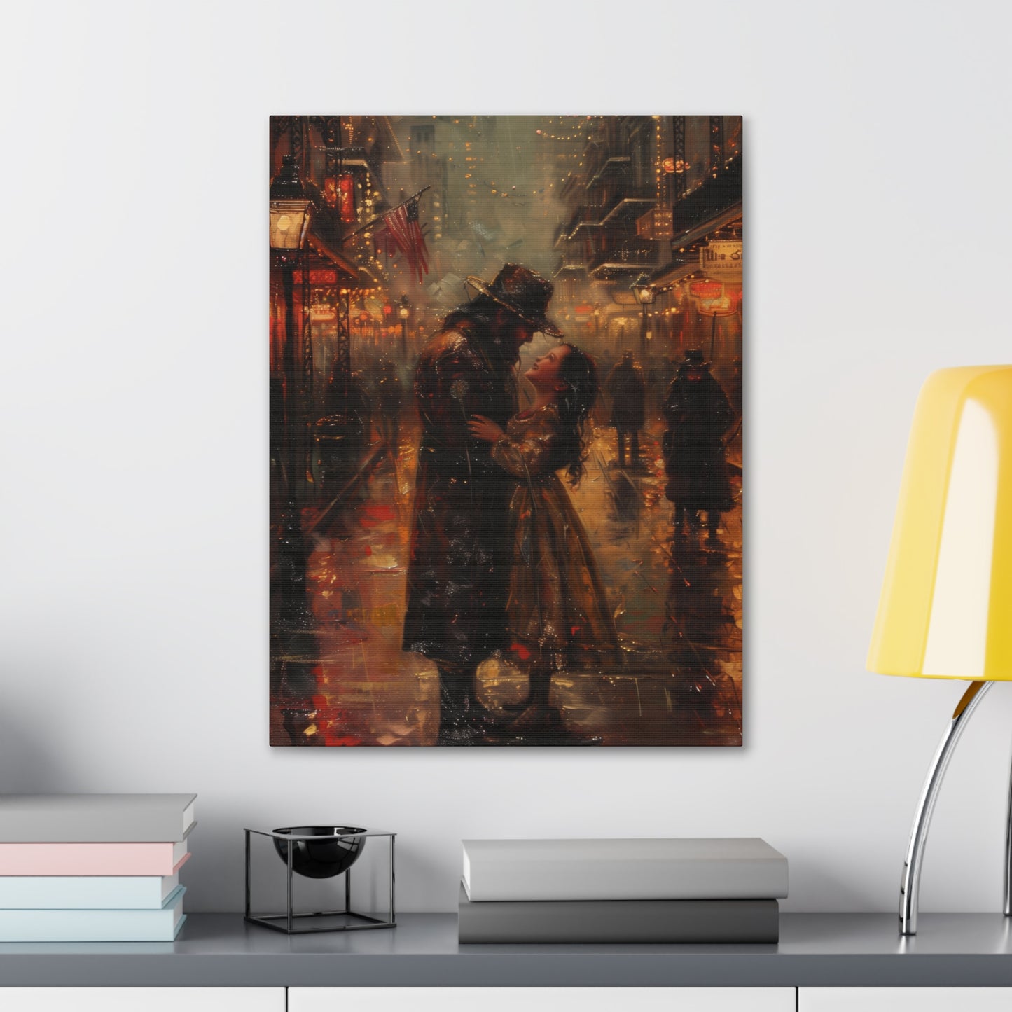 Father and Daughter Dancing on the Street - Rembrandt Style Digital Oil Painting Canvas Gallery Wraps