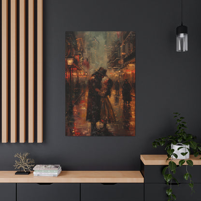 Father and Daughter Dancing on the Street - Rembrandt Style Digital Oil Painting Canvas Gallery Wraps