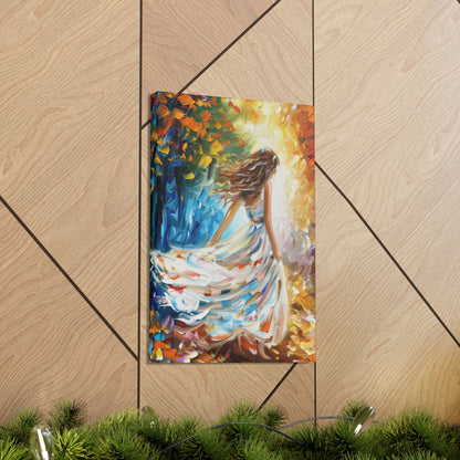 bride walking in street - Leonid Afremov Style Digital Print Canvas Gallery Wraps