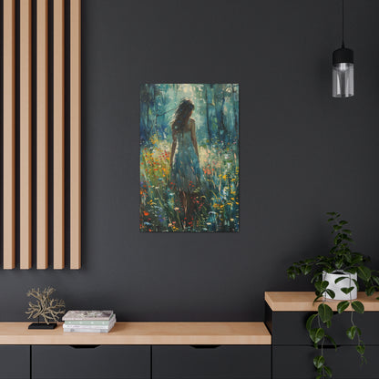 a girl looking into a forest Digital Oil Painting Print Canvas Gallery Wraps