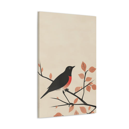 Bird siting on a tree branch Digital Illustration Canvas Gallery Wraps