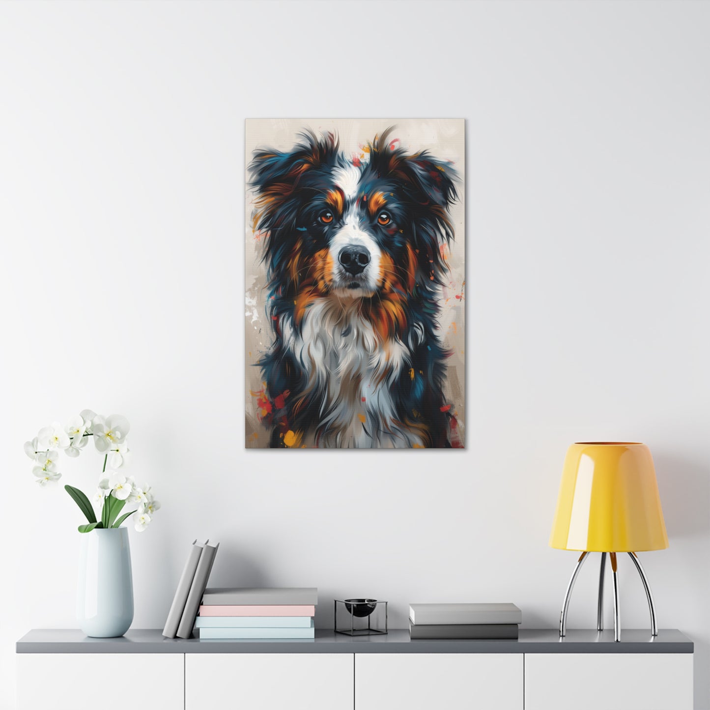 Border Collie Dog - Abstract Illustration Canvas Gallery Wraps