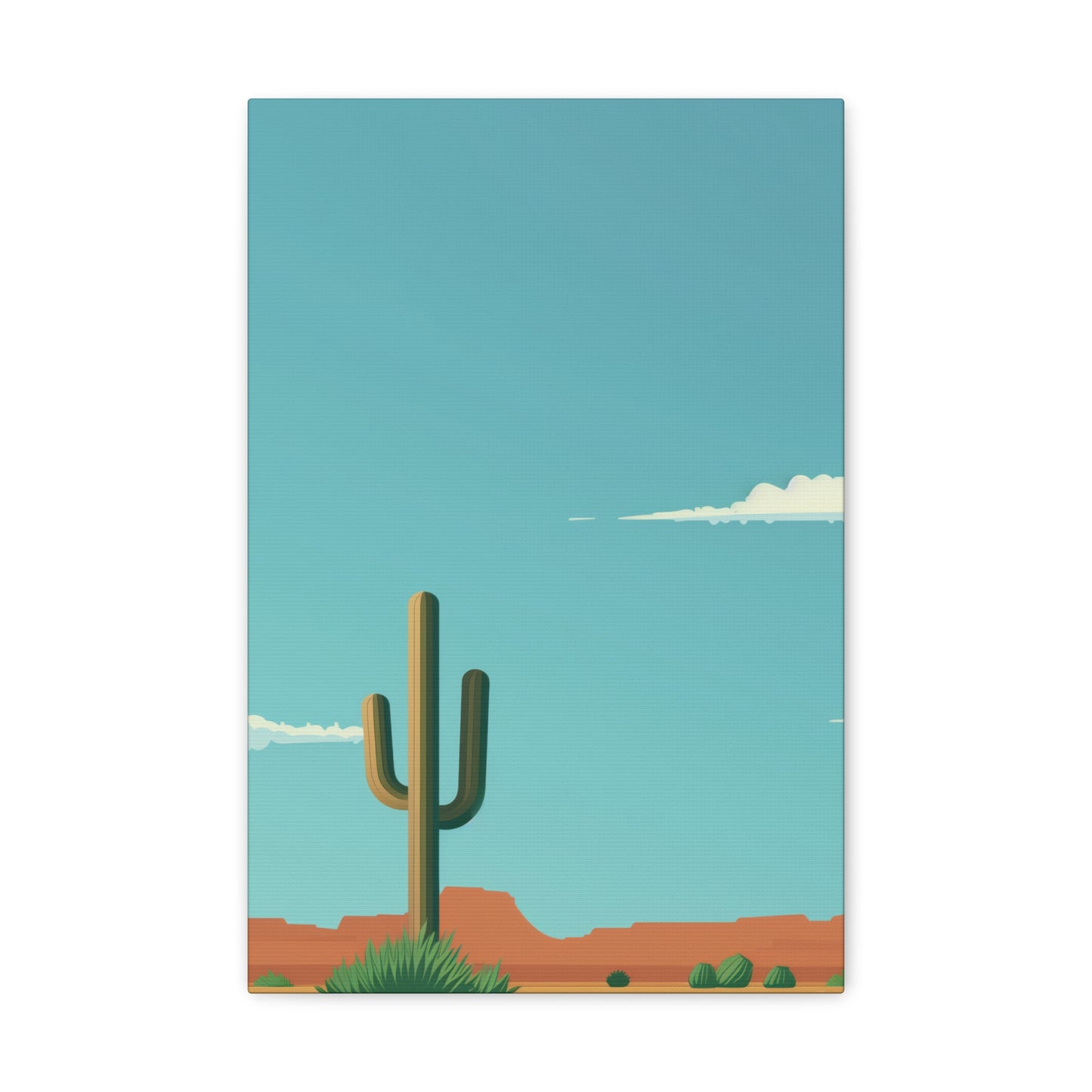 Saguaro Cactus in Desert - Illustration Canvas Gallery Wraps