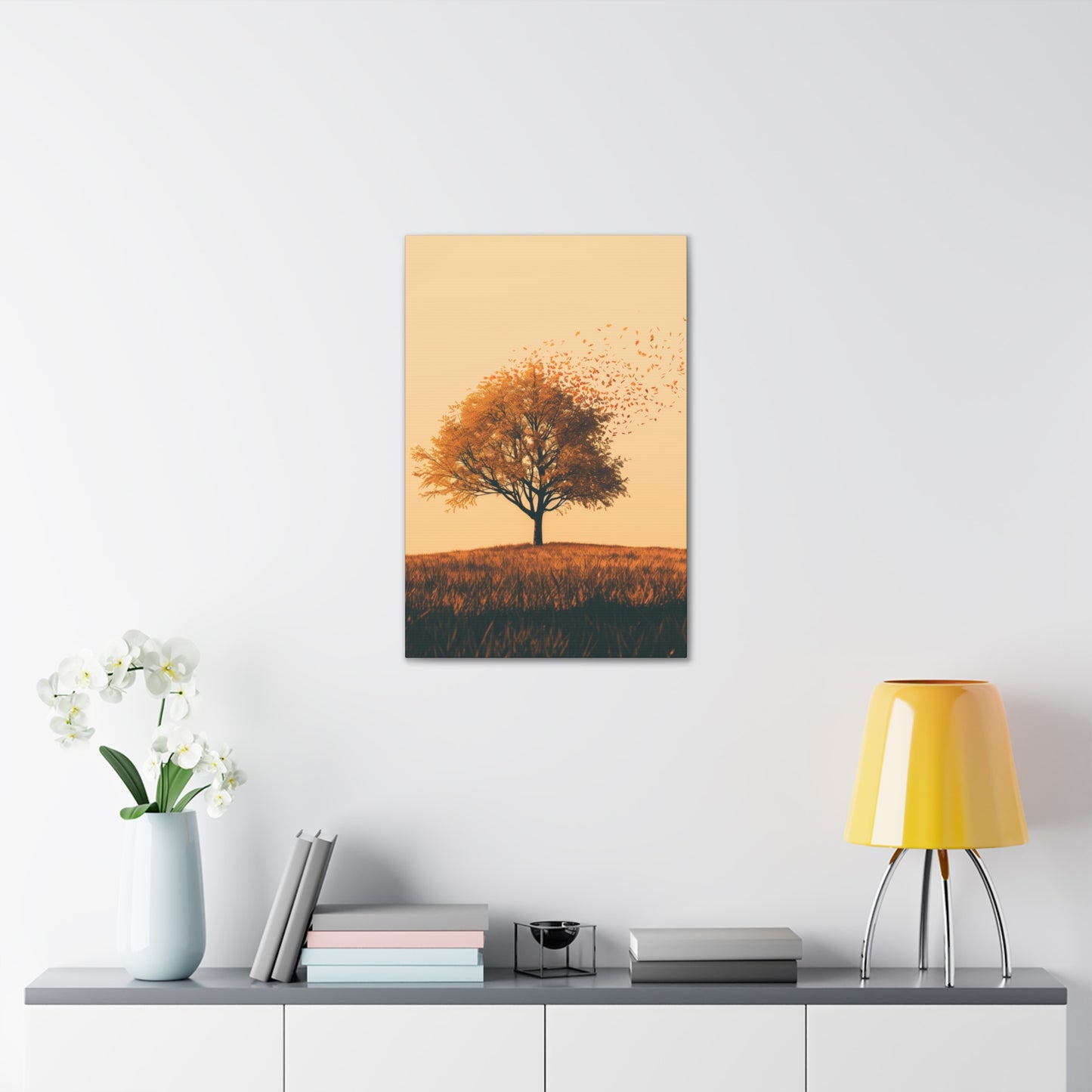 Tree in a Golden Sunset Digital Illustration Canvas Gallery Wraps