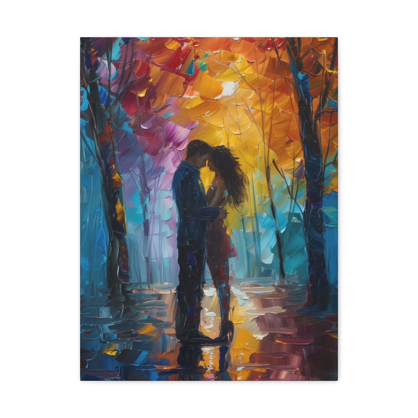 Couple - Leonid Afremov Style Digital Oil Painting Canvas Gallery Wraps