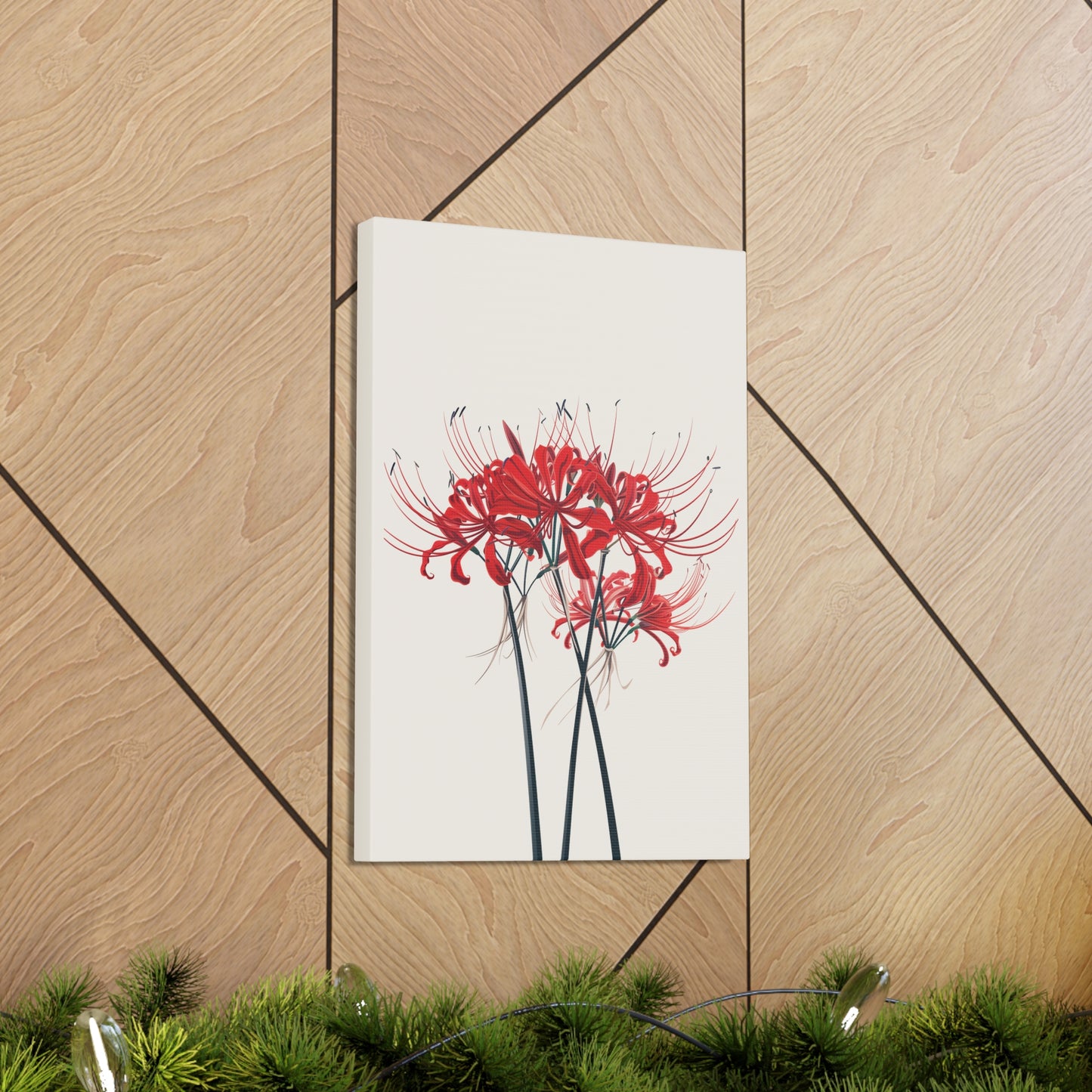 Red Spider Lily Flower Digital Illustration Canvas Gallery Wraps