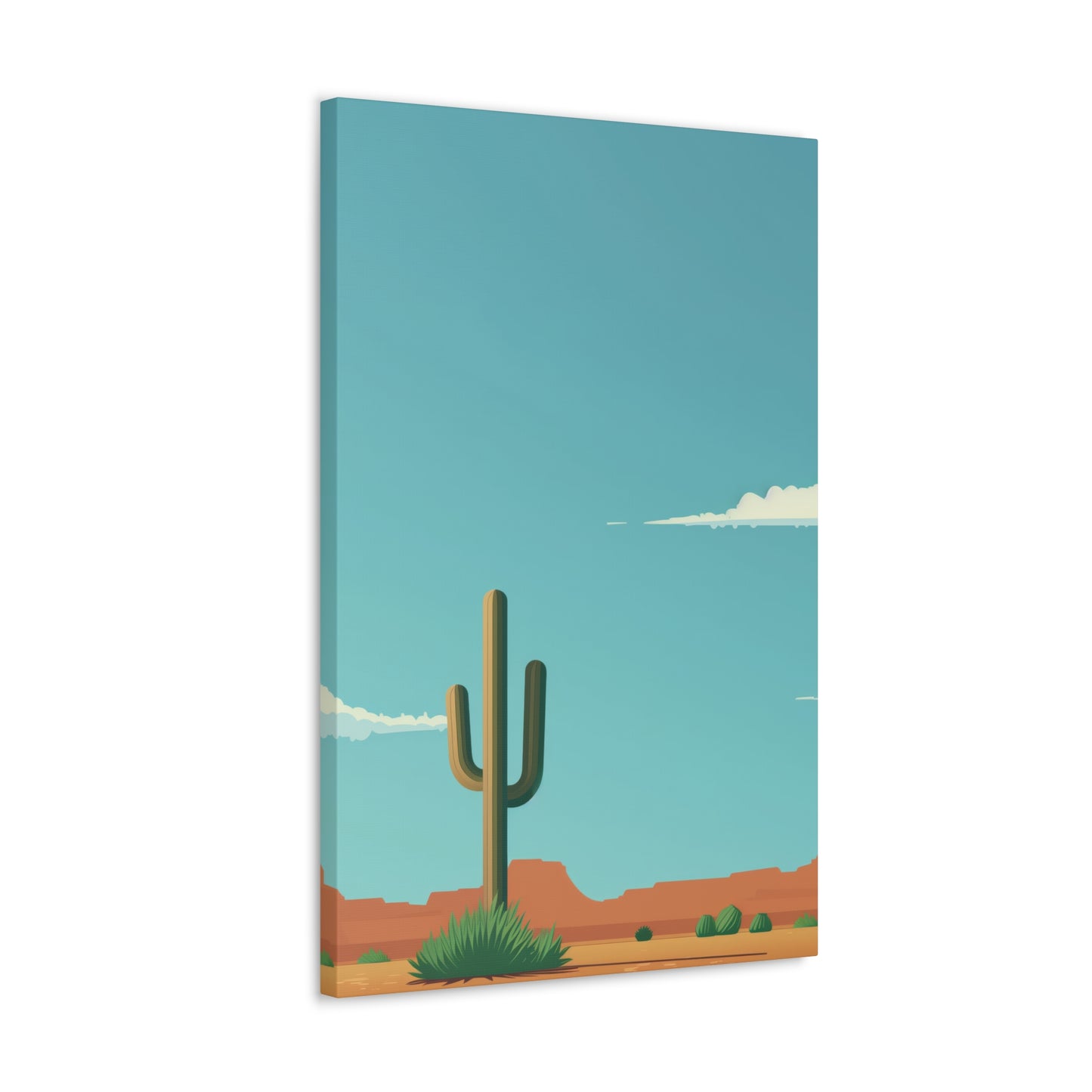 Saguaro Cactus in Desert - Illustration Canvas Gallery Wraps