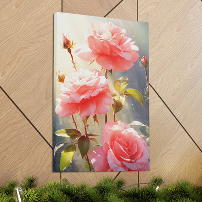 Rose Flowers - Watercolor Painting Digital Illustration Canvas Gallery Wraps