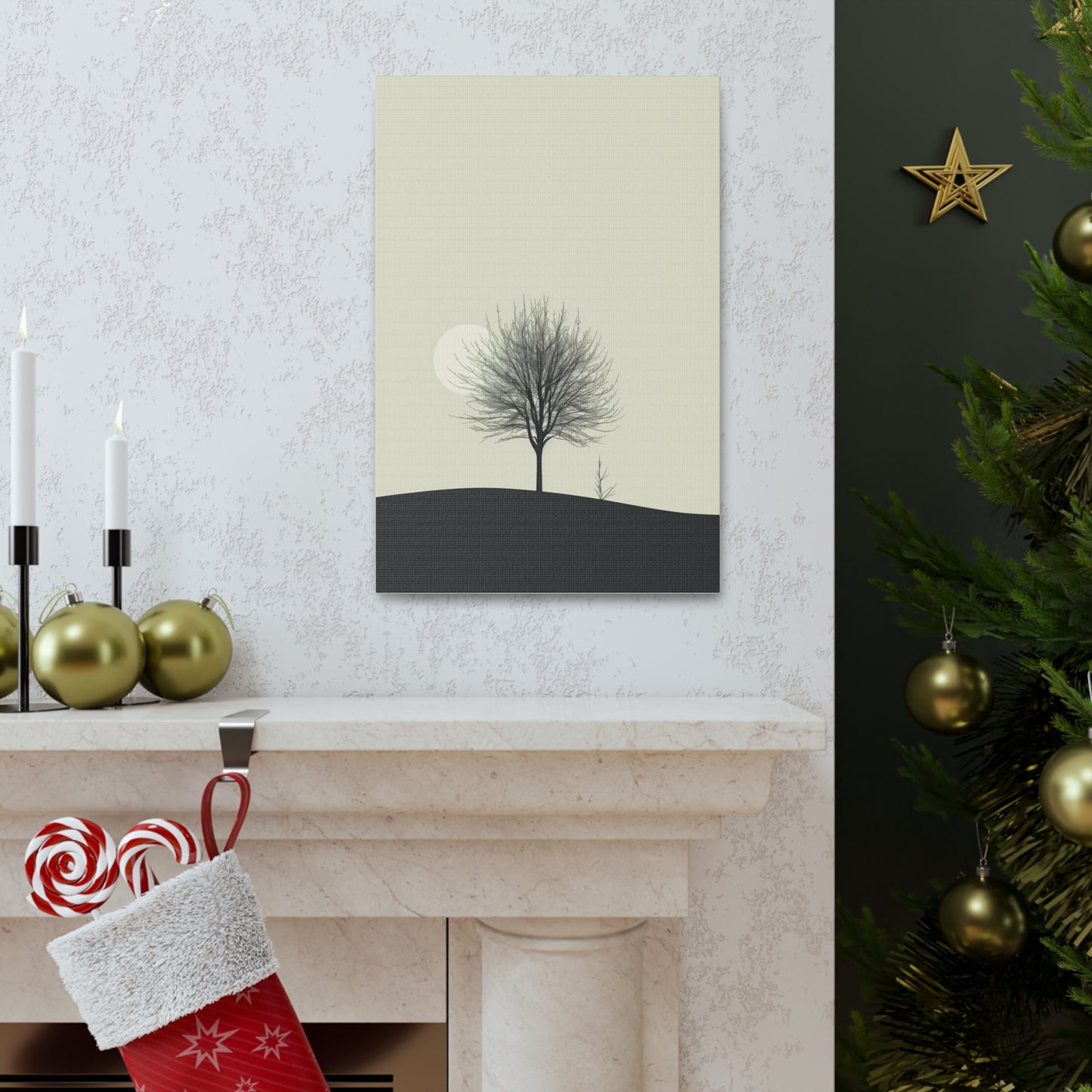 Lone Leafless Tree - Illustration Canvas Gallery Wraps