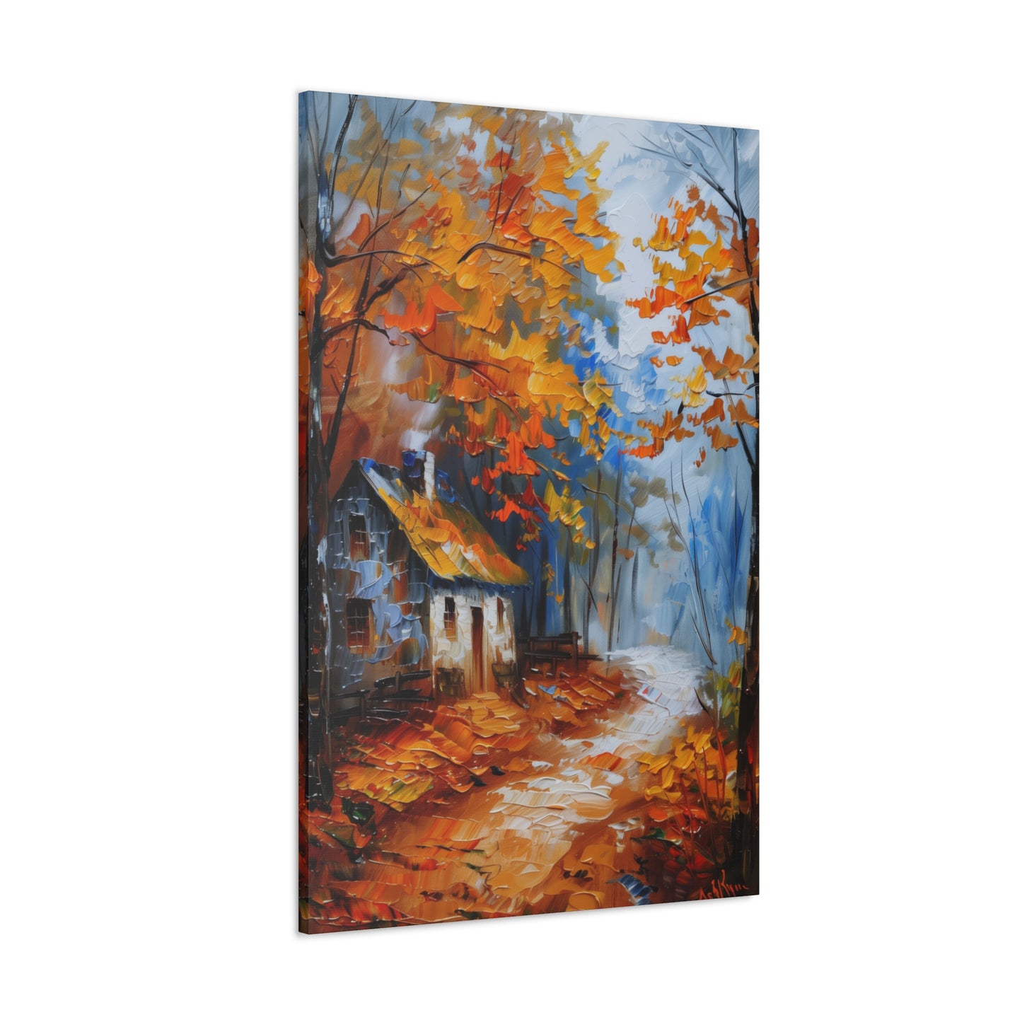 Old House Near the Road Through Autumn Forest - Leonid Afremov Oil Painting Canvas Gallery Wraps