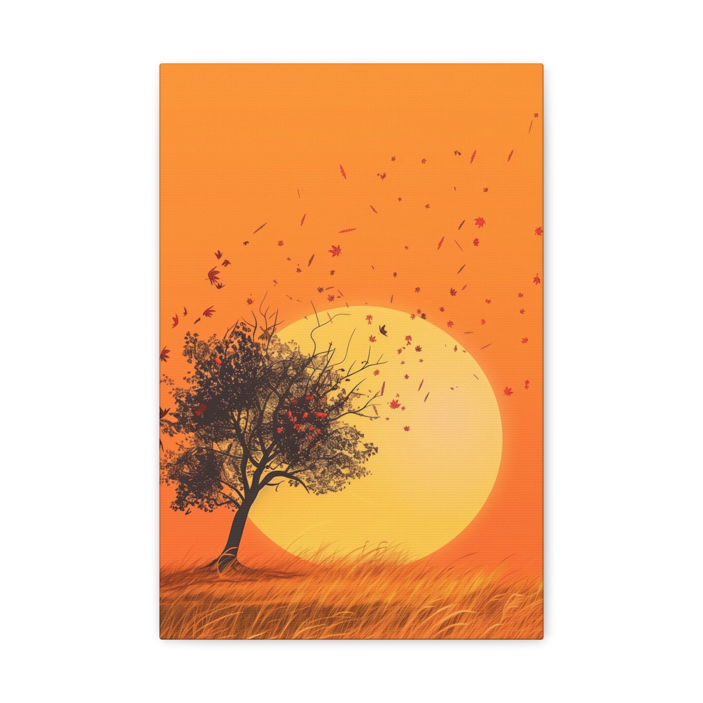 Tree in a Golden Sunset Digital Illustration Canvas Gallery Wraps