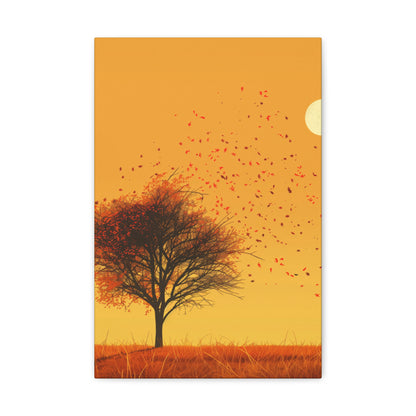 Tree in a Golden Sunset Digital Illustration Canvas Gallery Wraps