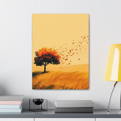 Tree in a Golden Sunset Digital Illustration Canvas Gallery Wraps