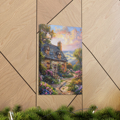 rich countryside house with garden in medieval times Digital Oil Painting Print Canvas Gallery Wraps