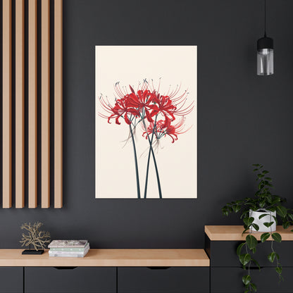 Red Spider Lily Flower Digital Illustration Canvas Gallery Wraps