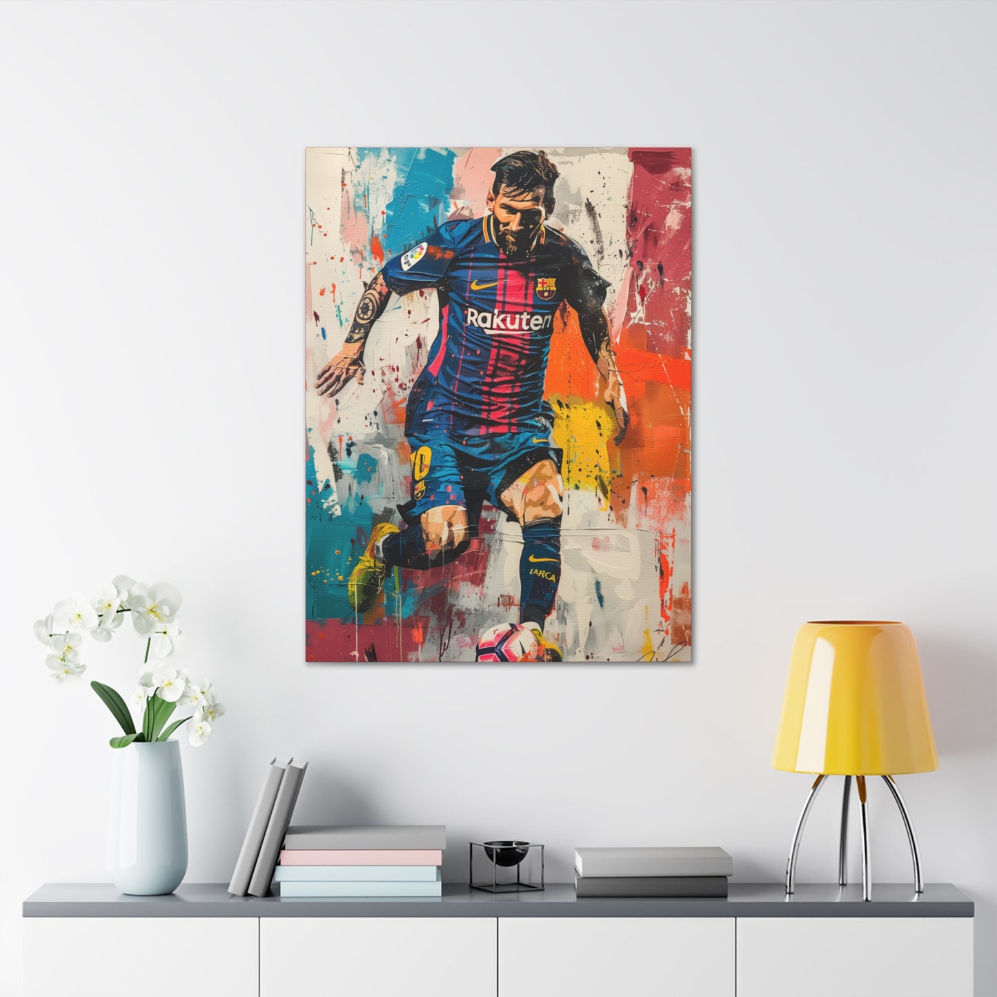 Lionel Messi - Abstract Digital Painting Canvas Gallery Wraps